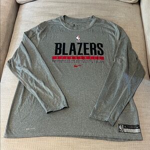 Nike NBA Authentic Dri-Fit Portland Trail Blazers Gray Long Sleeve Tee